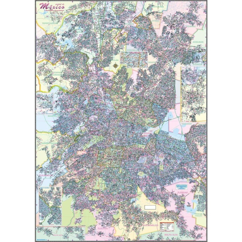 Mapa Plano Ciudad De México D.f. Cdmx  Mural 1.92 x2.2m MEGA MURAL
