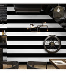 Papel Tapiz Rayado Blanco Y Negro Decorativo Pared Sala Lava