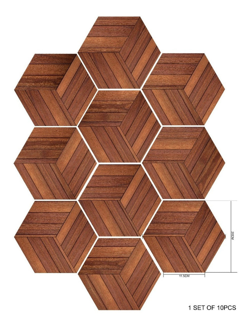 Azulejos Adhesivos Hexagonal Cocina Baño Mosaico Madera