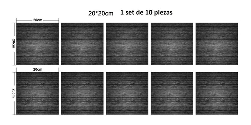 Azulejos Adhesivos Cocina Bañopared Mosaico Negro Vinil 10pz