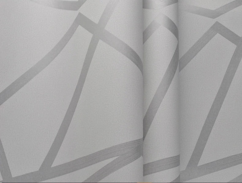 Papel Tapiz Con Patrón Geometrico Rayado Texturizado Plata
