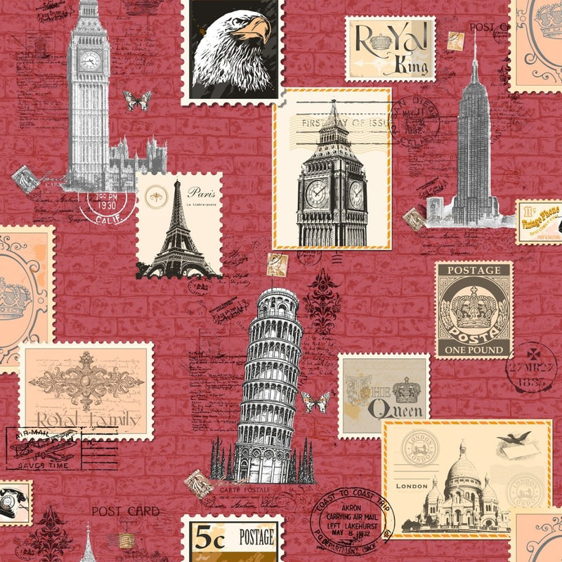 Papel Tapiz De Postales De Europa Paris Pared Vintage Viaje