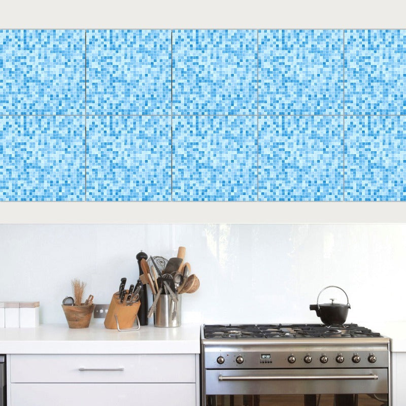 Azulejos Adhesivos Cocina Baño Mosaicos Azules