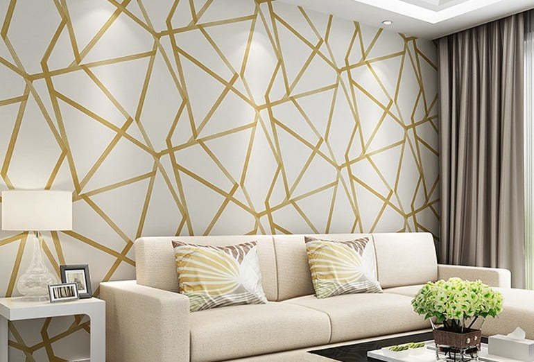 Papel Tapiz Con Patrón Geometrico Rayado Texturizado Pared