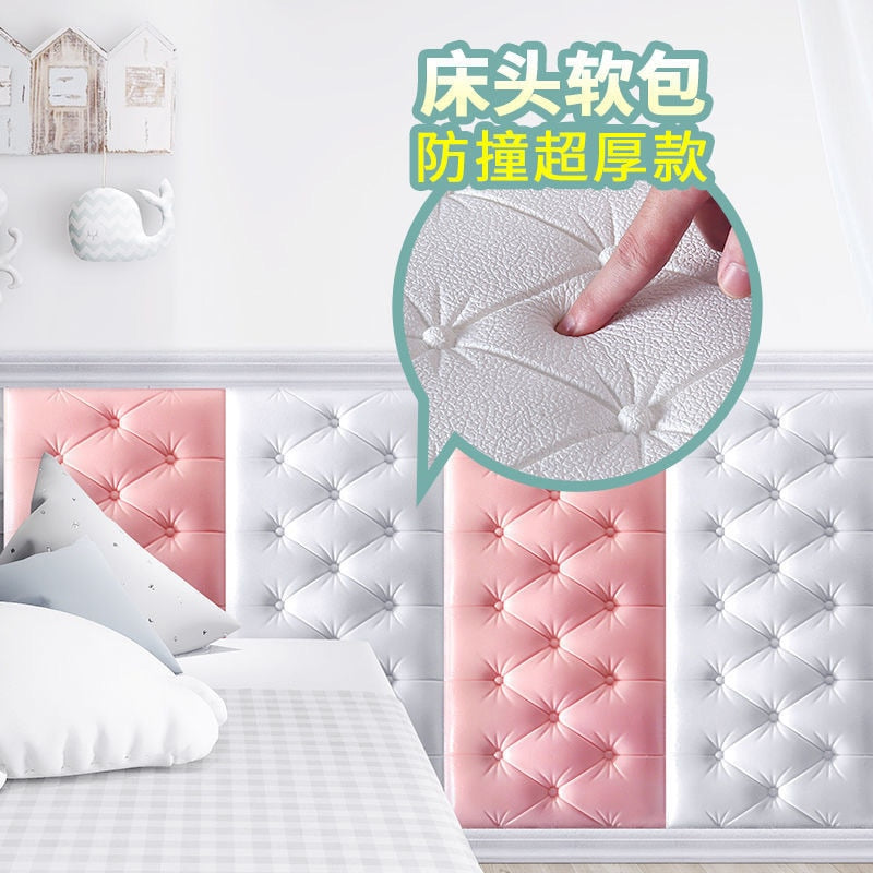 Autoadhesivo para cabecero de cama, pegatinas suaves anticolisión para pared, Tatami, bolsa suave de imitación