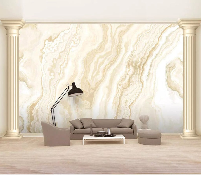 Bacaz-papel de pared 8d europeo, Mural 3D de paisaje marmoleado dorado Natural, pegatina de papel para decoración de murales de pared de sala de estar