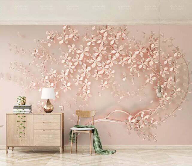 Bacaz-papel de pared elegante y lujoso, Mural 3D de flor de oro rosa, pegatina de papel tapiz para decoración de pared de sofá, 8d, el más nuevo
