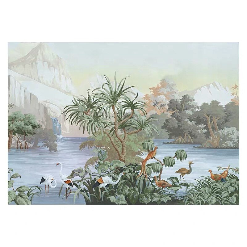 Bacaz-papel tapiz de hoja de plátano personalizado, impresión en lienzo, Mural de fondo de planta de bosque de lluvia Tropical, decoración del hogar, papel de pared fotográfico 3d
