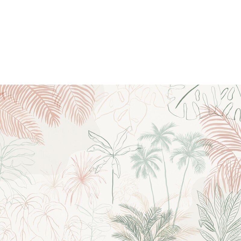 Bacaz-papel tapiz de hojas tropicales de Inky, murales minimalistas de color rosa y verde para dormitorio, Fondo de sofá, papel de pared 3d, Mural de Palma extraíble