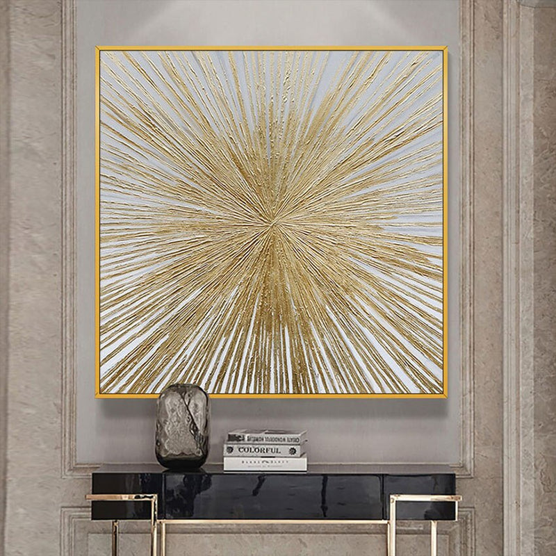 Carteles de salón de decoración moderna en la pared, pintura al óleo abstracta dibujada a mano pura sobre lienzo, imagen de lámina dorada para sala de estar