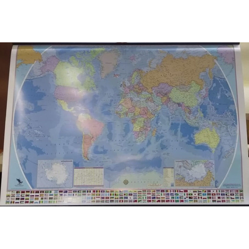 Mapamundi Mural Del Mundo Mapa Mundial Con Varillas Cartulina Plastificado
