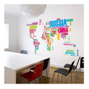 Mapa Mundial Letras Negras Vinil Sticker Mapamundi Pared