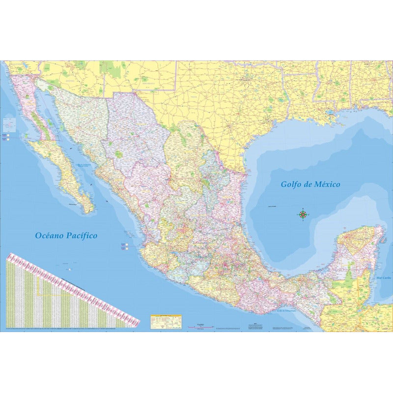 Mapa Mexico Mural Republica Mexicana 180cm X 125 Cm Plastificado