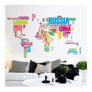 Mapa Mundial Letras Negras Vinil Sticker Mapamundi Pared