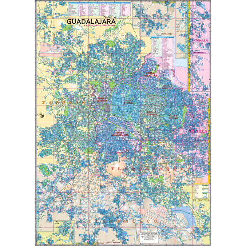 Mapa De Guadalajara Dividido Por Colonias 1.8x1.25m