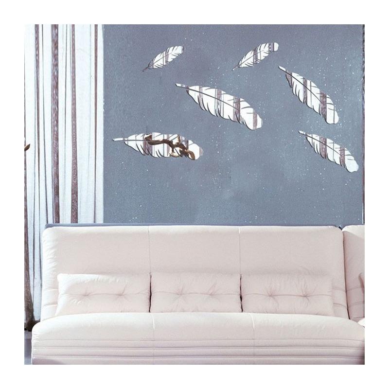Adhesivo Decorativo Pared Espejo Plumas Sala Pegatinas
