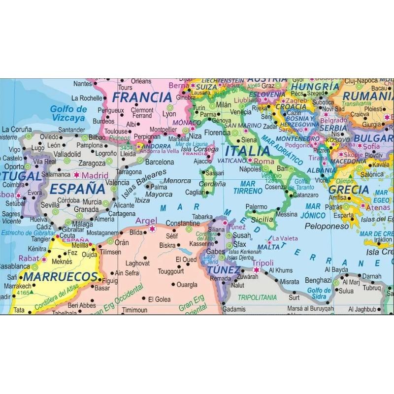 Mapamundi Mural Del Mundo Mapa Mundial Con Barilla 1.8x1.25m