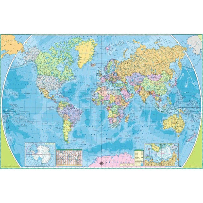 Mapamundi Mural Gigante Mapa Mundial Con Nombres Cartulina Plastificadoo