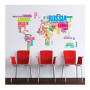 Mapa Mundial Letras Negras Vinil Sticker Mapamundi Pared