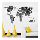 Mapa Mundial Letras Negras Vinil Sticker Mapamundi Pared