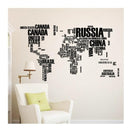 Mapa Mundial Letras Negras Vinil Sticker Mapamundi Pared