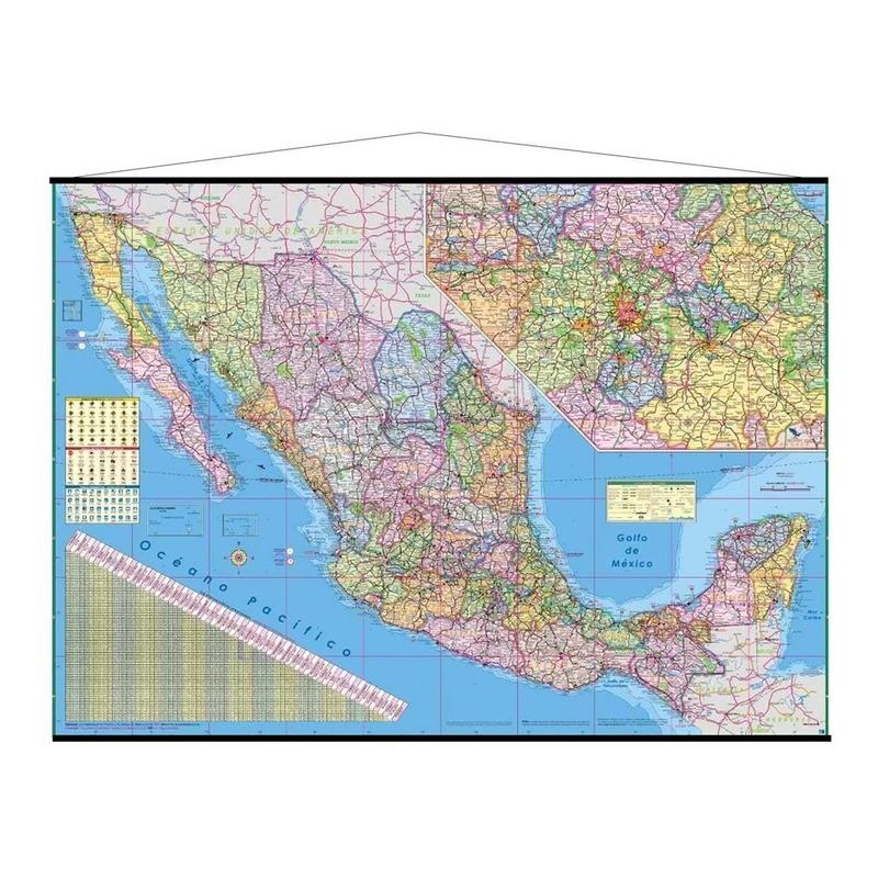 Mapa República Méxicana Mural Mexico Cartulina Y Varillas Plastificado
