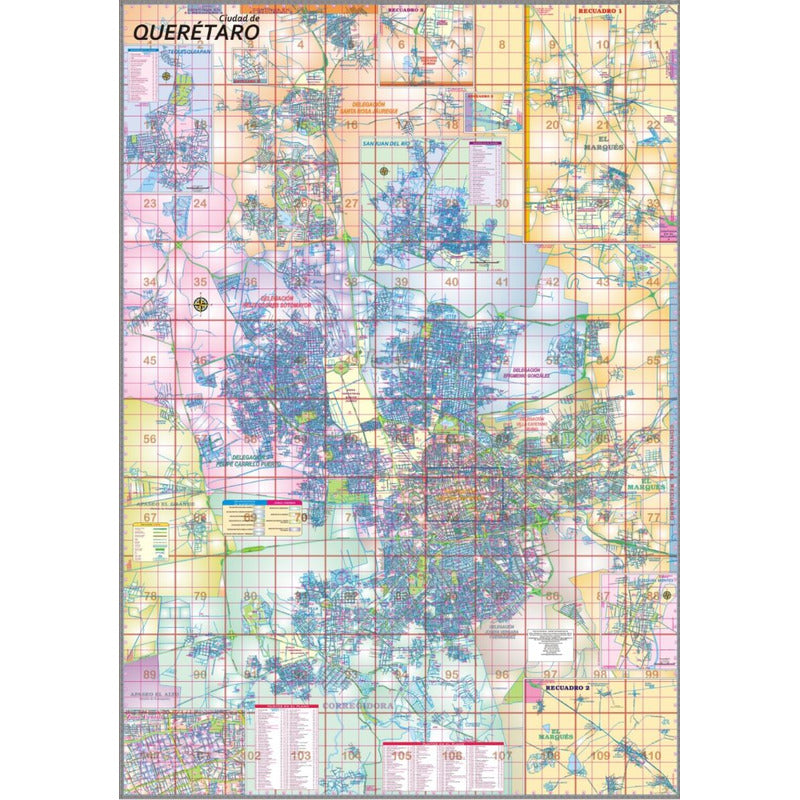 Mapa Cuidad De Queretaro Por Colonias Mural Cartulina con varillas