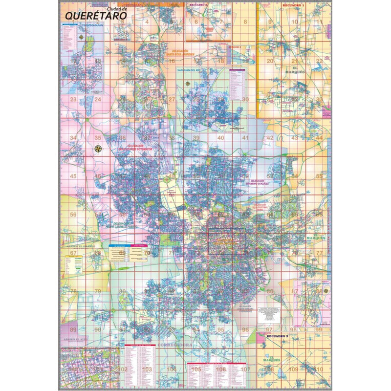 Mapa Cuidad De Queretaro Por Colonias Mural Cartulina