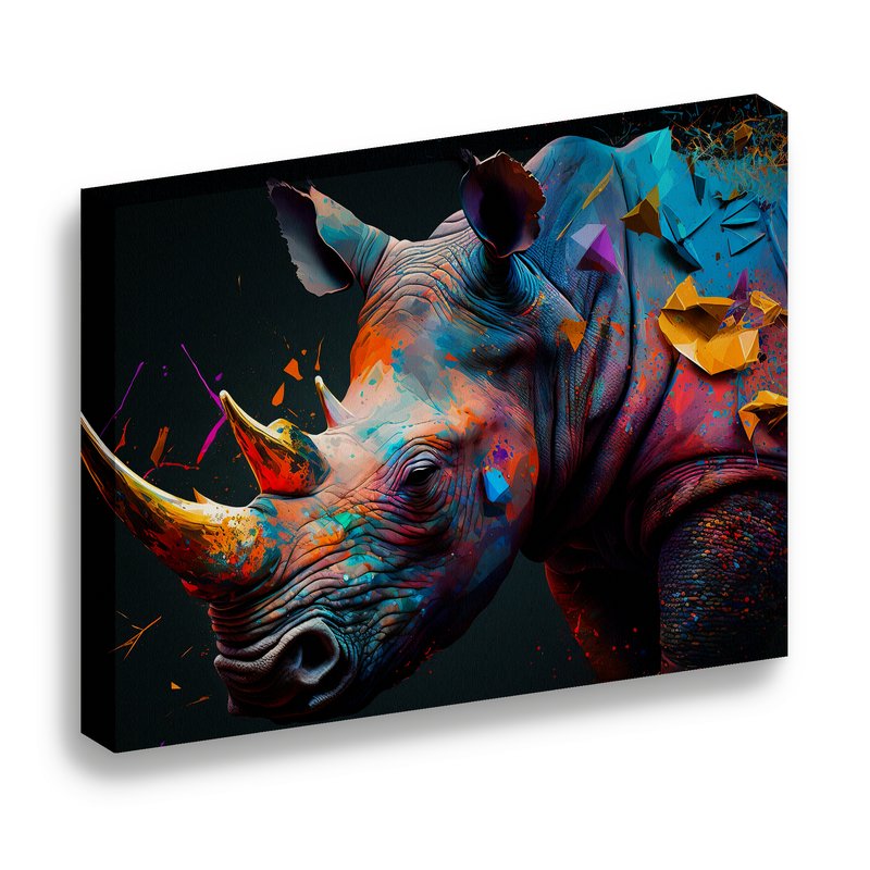 Cuadro Lienzo Canvas Rinoceronte Colores Sala Cuarto