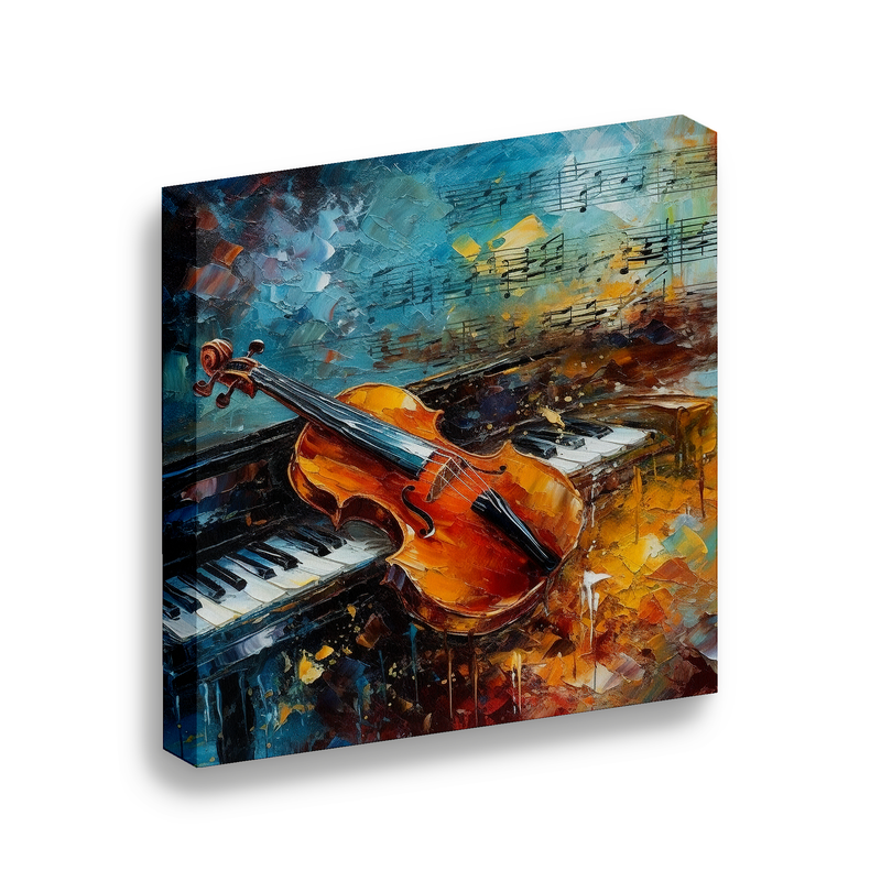 Cuadro Lienzo Canvas Violin Piano Oleo Sala Estudio