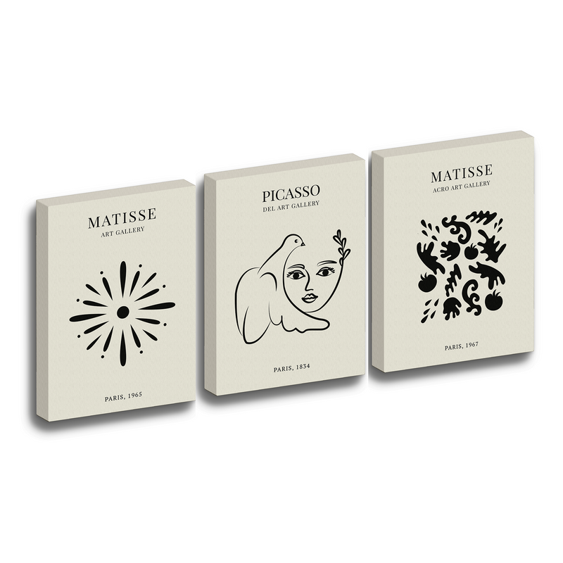 3 Cuadros Lienzo Canvas Matisse Picasso Moderno Sala