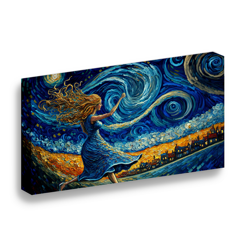 Cuadro Lienzo Canvas Mujer Noche Tipo Van Gogh Sala