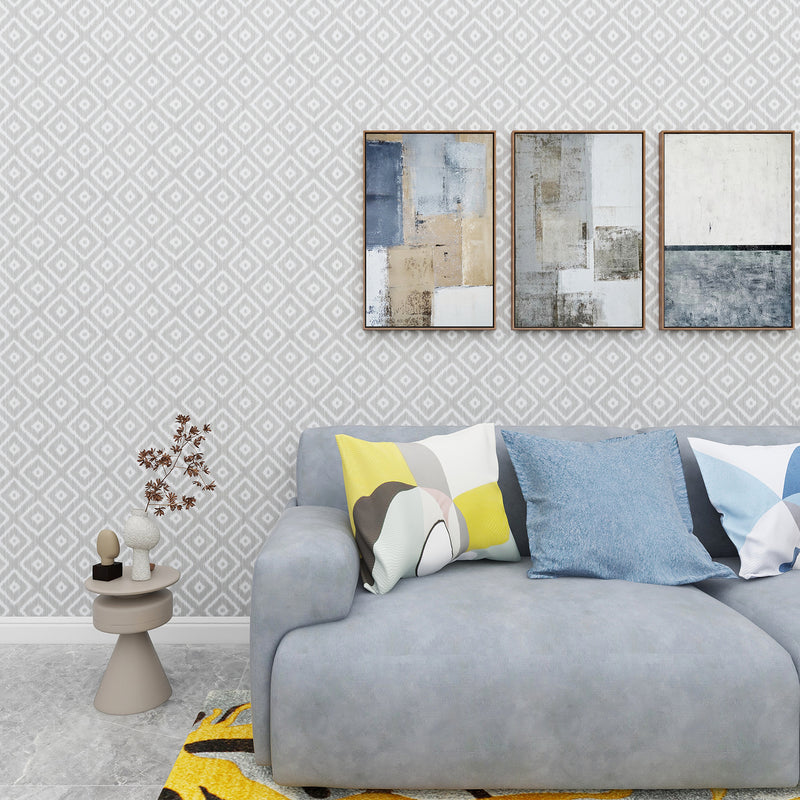 Papel Tapiz Con Patrón Geométrico Rombo Texturizado Pared