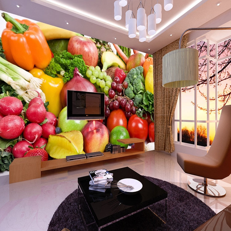Mural 3d de Papel de frutas personalizado, Mural de pared para comedor, cocina, fondo, Papel tapiz 3d, foto de pared, murales 3d