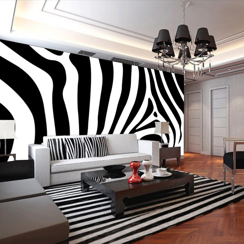Mural grande 8D, murales de cebra blanco y negro, papel tapiz 3d, Mural de pared 3D, papel de pared para decoración de comedor
