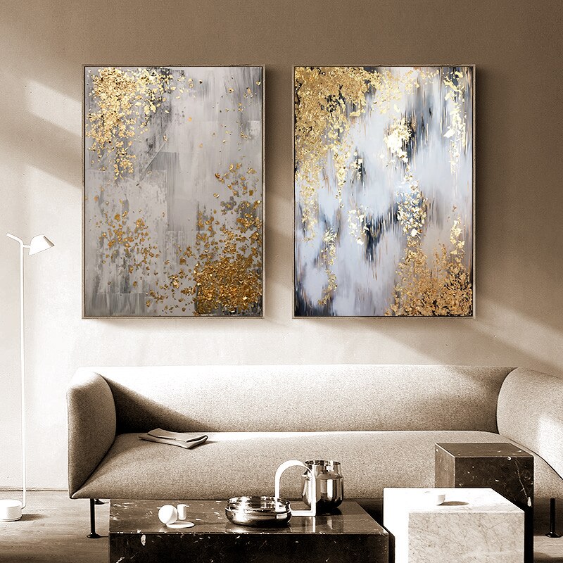 Póster abstracto de lujo para decoración del hogar, pintura en lienzo, arte de pared dorada para impresión moderno con sala de estar, imagen de diseño de habitación Interior