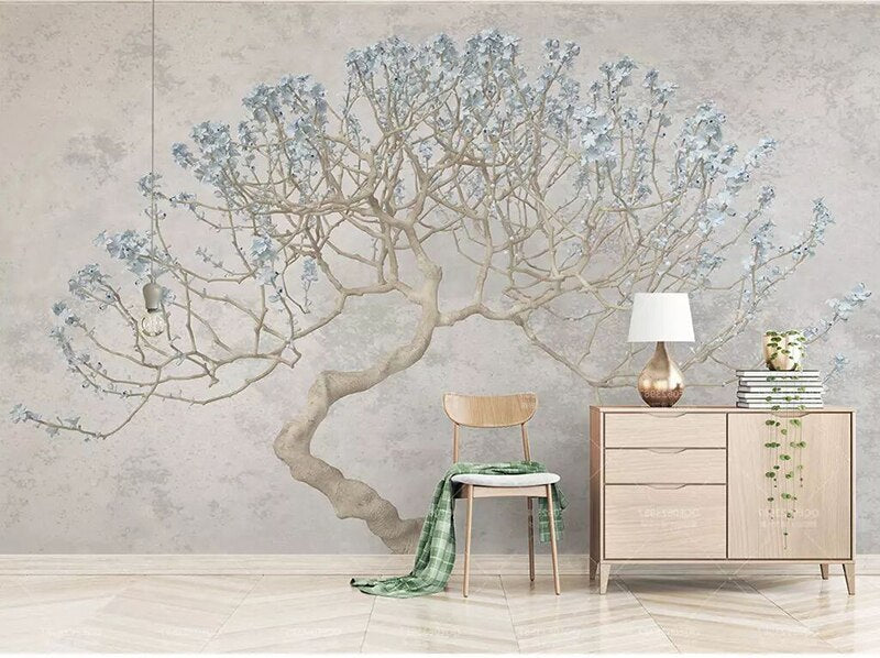 Papel de pared de árbol floreciente 8d, Mural de rama de flor 3D, papel adhesivo para sala de estar, Fondo de sofá, decoración de murales de pared
