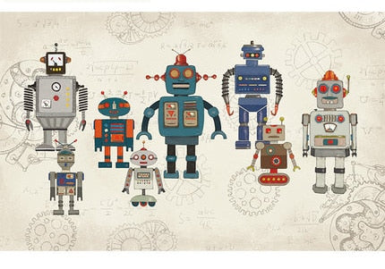 Papel tapiz de Robot de dibujos animados, Mural de Foto de pared 3d para habitación de niños, Fondo de sofá de guardería, variedad 3d, robots, decoración de papel de pared