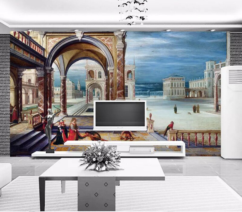 Papel tapiz de arquitectura europea 8d, Mural 3D de Castillo de Palacio, papel adhesivo para sala de estar, fondo, decoración de murales de pared