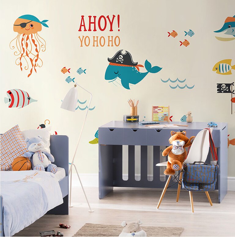 Papel tapiz de dibujos animados de animales marinos, Mural de Foto de pared 3d para habitación de niños, Fondo de sofá de guardería, papel de mundo submarino 3d