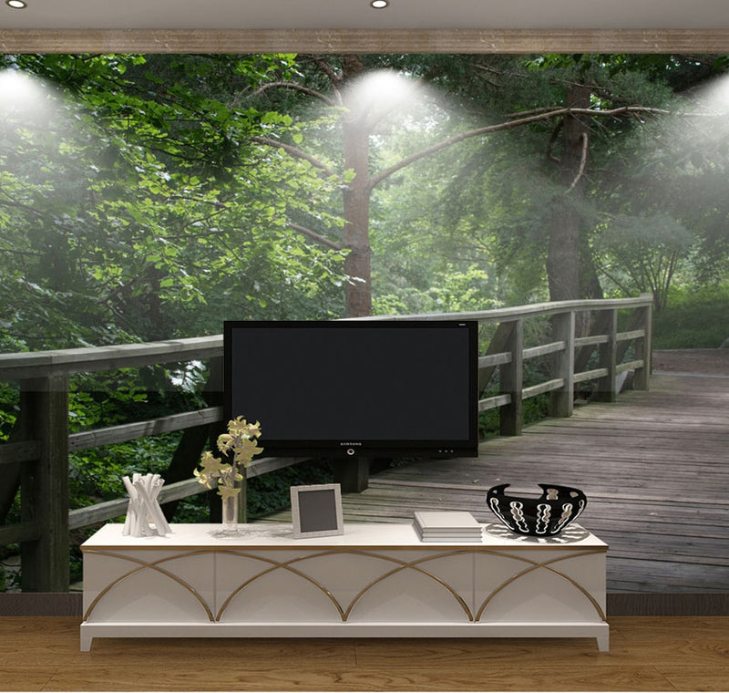 Papel tapiz de foto de bosque moderno 3D, Mural de pared de Arte de puente pequeño, Fondo de TV para sala de estar, dormitorio, Mural 8d, decoración de papel tapiz