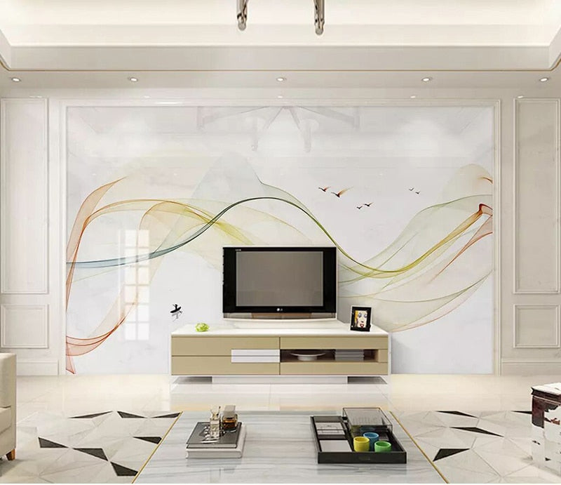 Papel tapiz de línea de mármol, abstracto chino, Mural 3D, papel de pared, pegatina para decoración de pared de sala de estar, nuevo