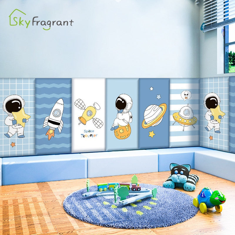 Pegatinas de pared 3D Anticolisión de astronauta espacial, autoadhesivas, impermeables, para habitación de niños y decoración del hogar