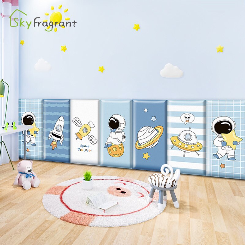Pegatinas de pared 3D Anticolisión de astronauta espacial, autoadhesivas, impermeables, para habitación de niños y decoración del hogar