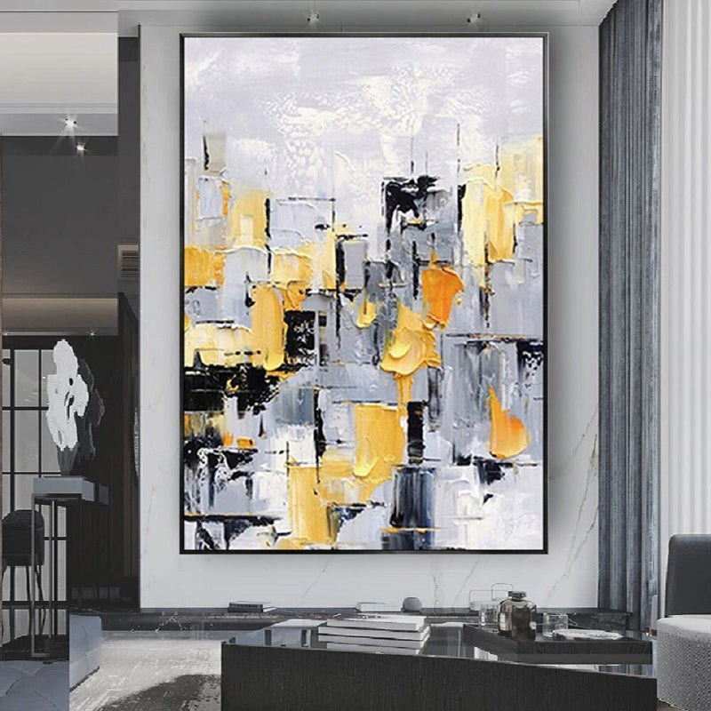 Pintado a mano gran textura aceite moderna de la pintura de POP abstracto geometría arte de pared imagen Vertical habitación porche decoración entrada
