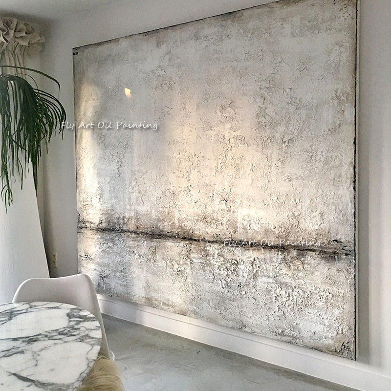 Pintura abstracta en lienzo para decoración del hogar, arte de pared hecho a mano, moderno, color gris, para sala de estar