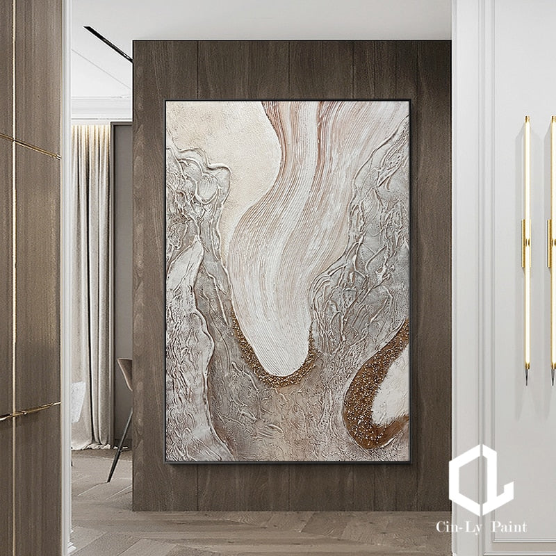 Pintura al óleo abstracta hecha a mano, arte de pared moderno sobre lienzo, textura gruesa minimalista, Mural de lujo para decoración de sala de estar sin marco