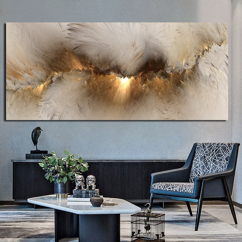 Pintura al óleo de arte abstracto de nube amarilla y gris, carteles e impresiones en lienzo, imagen de pared de arte moderno para decoración de sala de estar