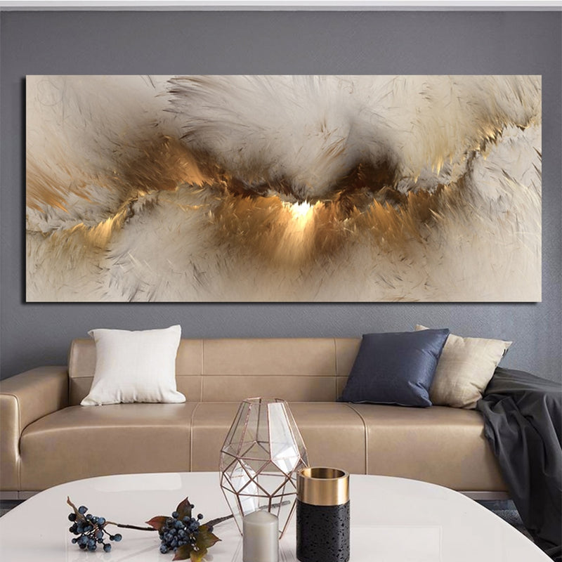 Pintura al óleo de arte abstracto de nube amarilla y gris, carteles e impresiones en lienzo, imagen de pared de arte moderno para decoración de sala de estar