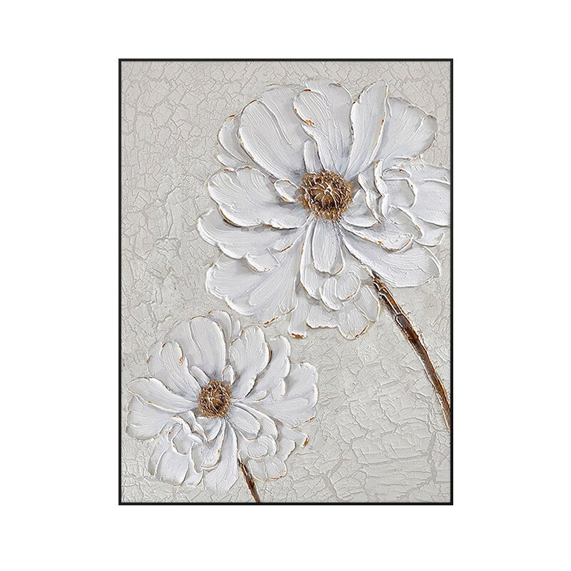 Pintura al óleo de flor blanca abstracta moderna hecha a mano sobre lienzo, imagen artística de pared, Mural colgante para sala de estar, decoración de Hotel sin marco